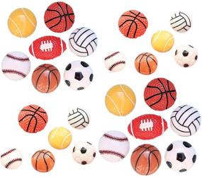 img 4 attached to 🏀 26-Pack Sport Ball Slime Charms, No Clips, Assorted Basketball, Football, Tennis, Baseball, Volleyball Resin Flatback Beads - Perfect for Craft Making, Miniature Fairy Gardens, Scrapbooking, DIY Phone Cases