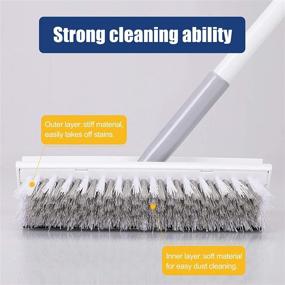 img 2 attached to 🧹 Eyliden Dual Brush 48" Floor Scrub Brush with Long Handle and Squeegee - Cleaning Tool for Bathroom, Kitchen, Patio, Garage, Deck, Tile, Marble, Stone, and Wood Floors