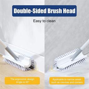 img 3 attached to 🧹 Eyliden Dual Brush 48" Floor Scrub Brush with Long Handle and Squeegee - Cleaning Tool for Bathroom, Kitchen, Patio, Garage, Deck, Tile, Marble, Stone, and Wood Floors