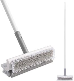 img 4 attached to 🧹 Eyliden Dual Brush 48" Floor Scrub Brush with Long Handle and Squeegee - Cleaning Tool for Bathroom, Kitchen, Patio, Garage, Deck, Tile, Marble, Stone, and Wood Floors