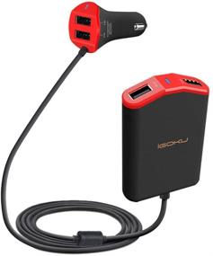 img 4 attached to Impressive iGOKU Car Charger: 4 Port USB 48W 9.6A with Fuse, Quick Charge! Ideal for iPhone, iPad, Galaxy, Note, Nexus, HTC - Front & Back Seat Design