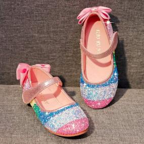 img 3 attached to 🌈 YYFURR Girls Toddler Princess Glitter Rainbow Sequins Sparkling Wedding Party School Flat Dress Mary Jane Shoes: Ballerina Flats for Magical Moments