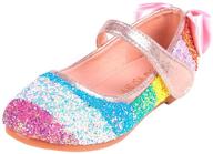 🌈 yyfurr girls toddler princess glitter rainbow sequins sparkling wedding party school flat dress mary jane shoes: ballerina flats for magical moments логотип