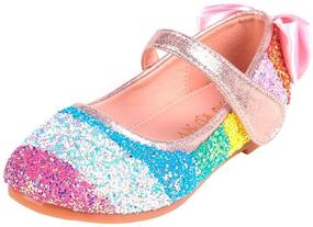 img 4 attached to 🌈 YYFURR Girls Toddler Princess Glitter Rainbow Sequins Sparkling Wedding Party School Flat Dress Mary Jane Shoes: Ballerina Flats for Magical Moments