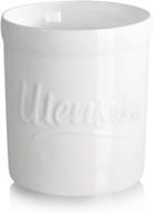 🍴 sweese porcelain utensil holder - heavy-duty utensil crock - 6 x 7 inches - tipping prevention - white logo