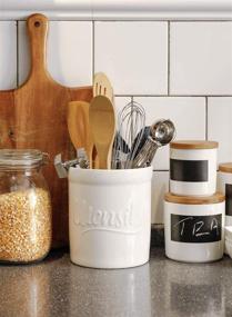 img 1 attached to 🍴 Sweese Porcelain Utensil Holder - Heavy-Duty Utensil Crock - 6 x 7 Inches - Tipping Prevention - White