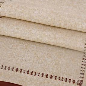 img 2 attached to Grelucgo Handcrafted Hemstitch Beige Table Runner or Dresser Scarf - Rectangular 14x36 Inch