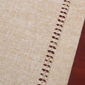 img 3 attached to Grelucgo Handcrafted Hemstitch Beige Table Runner or Dresser Scarf - Rectangular 14x36 Inch
