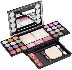 img 1 attached to 😍 33 Bright Eyeshadow Palette with Shimmer Lip Gloss, Blush, Brushes | Highly Pigmented Cosmetic Makeup Palette