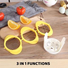 img 2 attached to 🥚 Versatile 3 in 1 Egg Slicer & Piercer Combo - Stainless Steel Blades for Hard Boiled Eggs and Soft Fruits, Egg Puncher for Raw Eggs – Dishwasher Safe, ABS Material