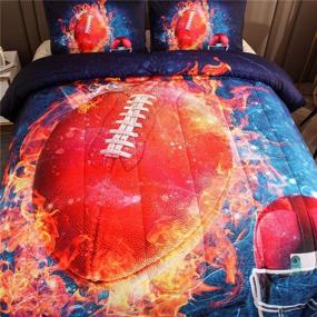 img 2 attached to NTBED American Football Comforter Sets Queen Size for Boys Teens - 3-Pieces Sports Bedding Comforter Rugby Quilt Set (Blue, Queen)