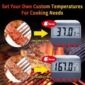 img 3 attached to 🌡️ Digital LCD Meat Thermometer: Instant Read with Stainless Probe for Cooking, BBQ, and More - High and Low Temperature Alarm Included