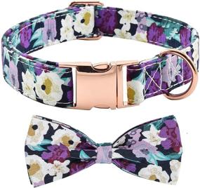 img 4 attached to Stylish Floral Dog Collar with Detachable Bow Tie for Female Dogs - Adjustable & Cute!