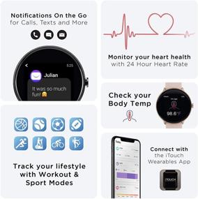 img 2 attached to Impressive iTouch Sport 2021 Smartwatch Fitness Tracker: Monitors Body Temperature, Heart Rate, Steps, Sleep | Waterproof IP68 | Women & Men | Extended 30-Day Battery | Touch Screen | Compatible with Android & iOS (43mm)