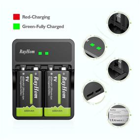 img 1 attached to 🔌 9V Battery Charger - Dual Independent Rechargeable Charger for 9 Volt Li-ion/NiMH/NiCD Rechargeable Batteries by RayHom