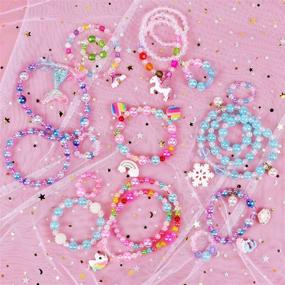 img 1 attached to 🧜 G.C Bead Jewelry Making Kit: Delightful Mermaid Unicorn Princess Rainbow Heart Crown Butterfly Starfish Charms for Girls: DIY Necklace, Bracelet, Ring, Hair Braids & More