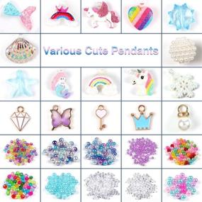 img 3 attached to 🧜 G.C Bead Jewelry Making Kit: Delightful Mermaid Unicorn Princess Rainbow Heart Crown Butterfly Starfish Charms for Girls: DIY Necklace, Bracelet, Ring, Hair Braids & More