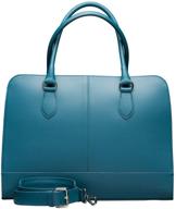 su.b.dgn 15.6 inch turquoise laptop bag for women - leather briefcase with trolley strap logo