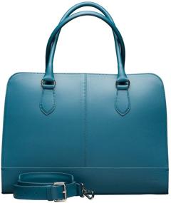 img 4 attached to Su.B.dgn 15.6 Inch Turquoise Laptop Bag for Women - Leather Briefcase with Trolley Strap