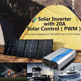 img 2 attached to Reliable Pure Sine Wave Power Inverter: 2200Watt DC 12V to AC 120V - Ideal 🔋 for RV, Truck, Solar System - Includes 20A Solar Charger, Remote Control, LED Display, and USB Port