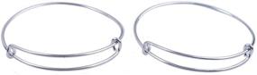 img 2 attached to 🎁 ChangJin 10PCS/Set Silver Tone Expandable Wire Charms Bangle Bracelets: Perfect Gift for Women | Includes Gift Bags Kit