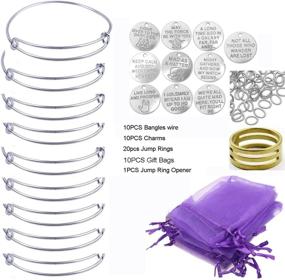 img 3 attached to 🎁 ChangJin 10PCS/Set Silver Tone Expandable Wire Charms Bangle Bracelets: Perfect Gift for Women | Includes Gift Bags Kit