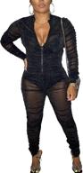 👗 mintsnow women's elegant long sleeve mesh patchwork jumpsuit: sexy bandage one piece party bodysuit logo