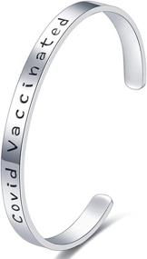 img 4 attached to 🩹 Covid Vaccinated Bracelet: Stylish Stainless Steel Cuff for Women and Men - Perfect Gift for Best Friends, Teen Girls, and Charm Jewelry Lovers