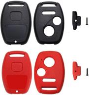 qiyanua 3 buttons replacement key fob shell case & pad for honda accord/civic/cr-z/cr-v/fit/odyssey/pilot/ridgeline - 2 pack (1 black+1 red) with screwdriver logo