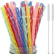 🥤 reusable plastic straws set - 33 pieces, fit for mason jars & tumblers, 9in transparent colored drinking straws with carrying case & cleaning brushes - bpa free & eco-friendly logo