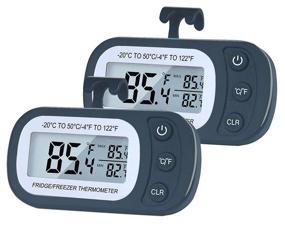 img 4 attached to BESTWYA Clear LCD Screen Min-Max Temperature Range Hanging Hook Magnetic Back Freezer Thermometer (Black， Pack Of 2)