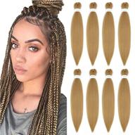 🧶 effortless braiding with easy braid pre-stretched hair - 26 inch yaki texture crochet braids for hot water setting, synthetic hair extension - 8 packs ombre natural blonde (#27) logo