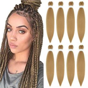 img 4 attached to 🧶 Effortless Braiding with Easy Braid Pre-stretched Hair - 26 Inch Yaki Texture Crochet Braids for Hot Water Setting, Synthetic Hair Extension - 8 Packs Ombre Natural Blonde (#27)