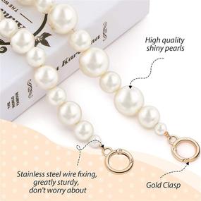 img 2 attached to 💼 2-Piece Large Imitation Pearl Bead Handle Chain - Stylish Replacement for Women's Handbags