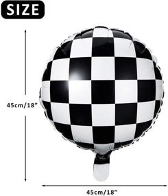 img 3 attached to 🏁 Racing Themed Checkered Balloon Set - Checkerboard Aluminum Foil Balloons in Black and White for Party Decorations, 18 Inches (Pack of 12)