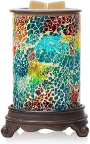 img 4 attached to 🕯️ Handcrafted Mosaic Electric Wax Melt Warmer – Ideal Wedding, Spa, and Aromatherapy Gift – Fragrance Warmer with Wax Cube Melter Burner (Polychromatic Blue)