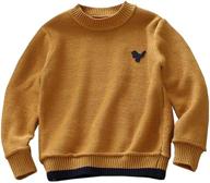 👶 abalacoco kids boys unisex 100% cotton knitted sweater pullover crew neck sweatshirt in brown for baby wear (9-10 years) logo