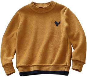 img 1 attached to 👶 ABALACOCO Kids Boys Unisex 100% Cotton Knitted Sweater Pullover Crew Neck Sweatshirt in Brown for Baby Wear (9-10 Years)