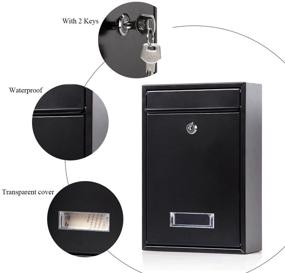 img 1 attached to 📬 Secure Your Mail with Jssmst Locking Wall-Mounted Vertical Mailbox – Key Lock Drop Box with Medium Capacity and Rust-Proof Galvanized Steel Cover, 12.6 x 8.5 x 3.4 Inch, Black, SM-0601L