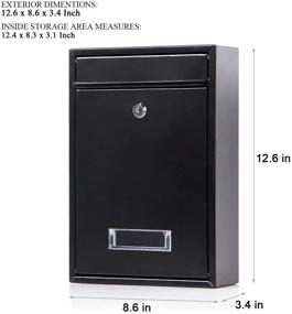 img 3 attached to 📬 Secure Your Mail with Jssmst Locking Wall-Mounted Vertical Mailbox – Key Lock Drop Box with Medium Capacity and Rust-Proof Galvanized Steel Cover, 12.6 x 8.5 x 3.4 Inch, Black, SM-0601L