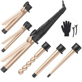 img 4 attached to 🎁 6-in-1 Curling Wand Set: Interchangeable Ceramic Barrels, Anti-scald Tip, Heat Resistant Glove - Perfect Hair Curler Gift for Girls and Women