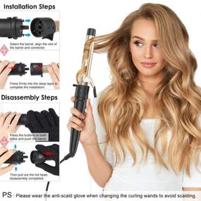 img 3 attached to 🎁 6-in-1 Curling Wand Set: Interchangeable Ceramic Barrels, Anti-scald Tip, Heat Resistant Glove - Perfect Hair Curler Gift for Girls and Women