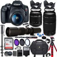 📷 canon eos rebel t7 dslr camera bundle with 18-55mm is ii lens, canon ef 75-300mm f/4-5.6 iii lens, 500mm preset lens, 32gb memory, filters, monopod, and professional accessories for enhanced photography experience logo