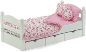 img 2 attached to 🌸 Optimized 18 Inch Doll Clothes Accessories: Reversible Floral Print Doll Bedding 5-Piece Set for American Girl Dolls, Fits 18" Our Generation and Journey Girls Dolls