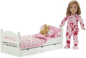 img 3 attached to 🌸 Optimized 18 Inch Doll Clothes Accessories: Reversible Floral Print Doll Bedding 5-Piece Set for American Girl Dolls, Fits 18" Our Generation and Journey Girls Dolls