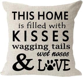 img 3 attached to 🐾 This Home is Packed with Love: Dog Kisses, Wagging Tails, Wet Noses! Dog Paws Cotton Linen Square Throw Pillow Case Decorative Cushion Cover Pillowcase Sofa 18"x 18