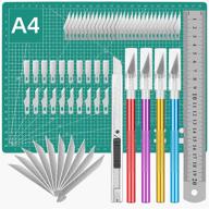 craft carving knife kit: complete set of precision tools for hobby carving, chiseling, engraving, and more, with a4 cutting mat, ruler, cutter, replacement blades - ideal for art, scrapbooking, stencil, and fruit carving logo