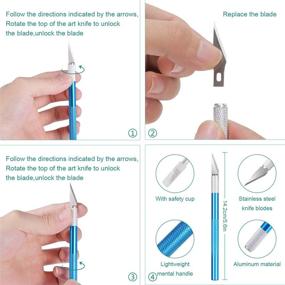 img 3 attached to Craft Carving Knife Kit: Complete Set of Precision Tools for Hobby Carving, Chiseling, Engraving, and More, with A4 Cutting Mat, Ruler, Cutter, Replacement Blades - Ideal for Art, Scrapbooking, Stencil, and Fruit Carving