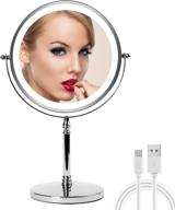 💄 yyamea lighted magnifying makeup mirror 8" - rechargeable, 3 color dimmable, 1x/10x magnification, led vanity mirror with lights for desk, bedroom, bathroom - adjustable brightness logo