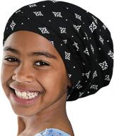 satin-lined slouchy beanie cap for girls with high-quality elastic band logo